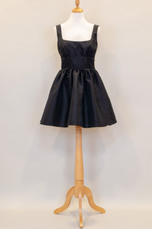 black taffeta dress with puffy skirt