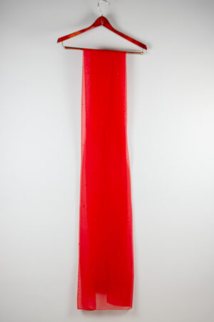 Sheer red chiffon shoulder scarf