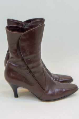 Brown genuine leather semi-high leg spring-autumn boots