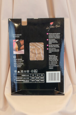 Thin elastic stockings in skin color with 9cm wide lace trim.