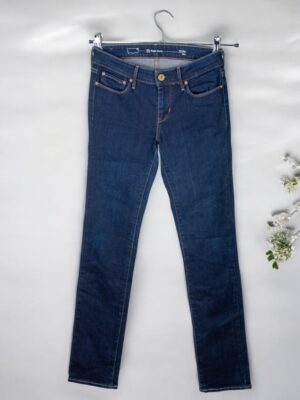 Slim fit dark blue women's jeans.