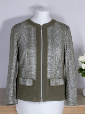 green cardigan in jersey fabric