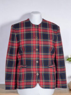 Plaid woolen jacket.