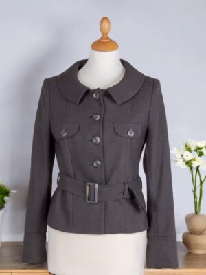 Stylish jacket with belt.