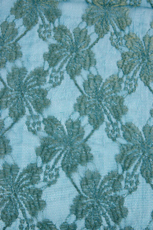 festive lace with metallic thread embroidery in teal