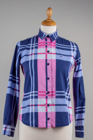 cotton-blend plaid poplin shirt