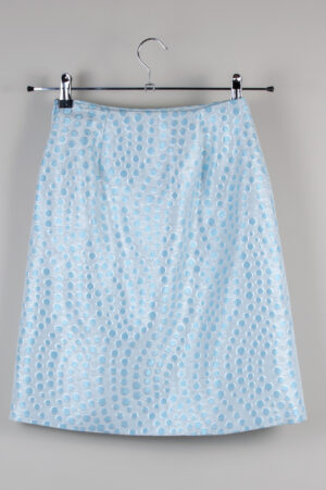 Classic straight cut light blue brocade formal skirt