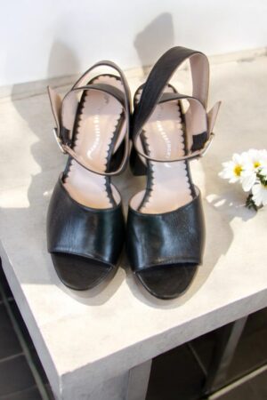 Opening Ceremony black leather sandals.