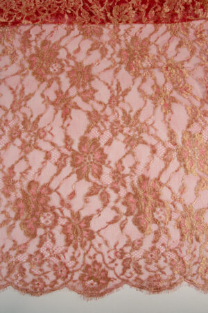 exclusive red French lace with gold embroidery