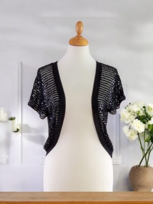 Crochet festive black cardigan.