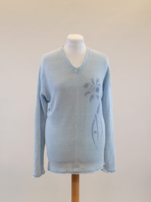 Armani Jeans V-neck light blue linen knitwear
