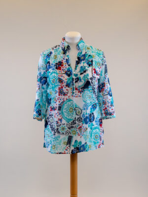 printed cotton and silk-blend voile shirt