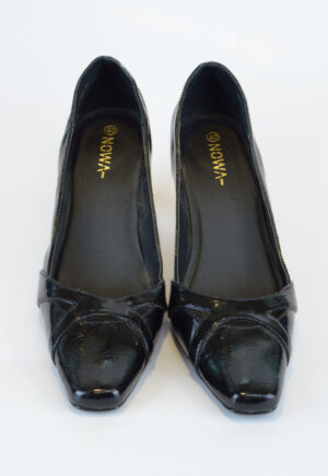 Black patent leather formal shoes.