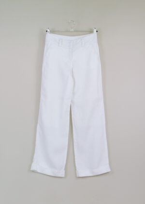 Burberry women's white linen trousers with wide leg