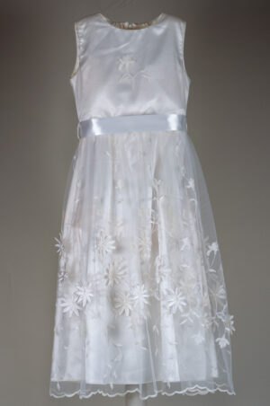 off-white embroidered tulle children's formal dress
