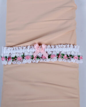 White lace embroidered garter