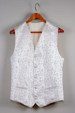 Men's festive waistcoat made of natural white jacquard fabric
