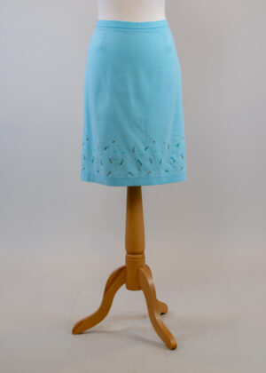 Classic straight cut turquoise/white plaid skirt