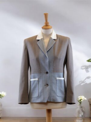 Suit jacket combined from different fabrics.