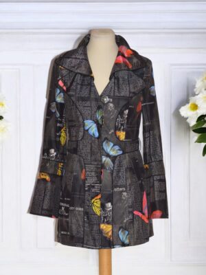 HR multicolored summer coat with butterfly pattern.